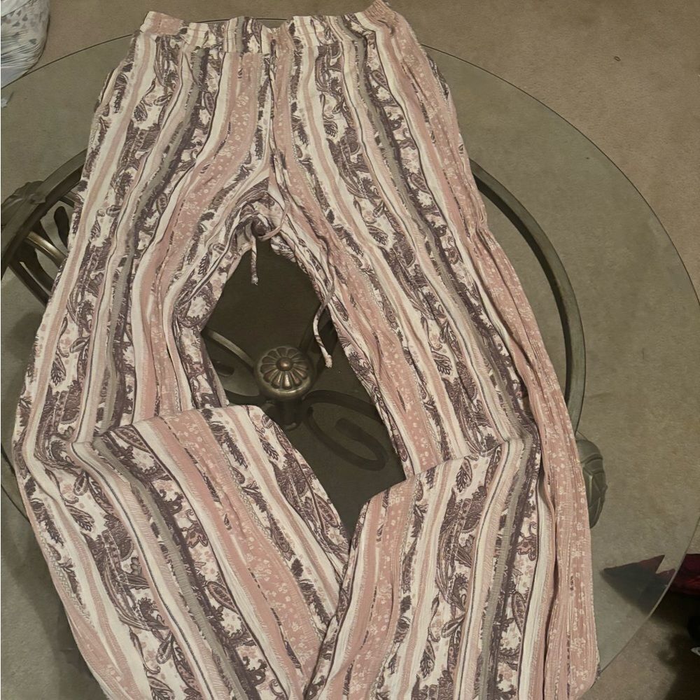 First Love rose linen flare style pants